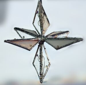 Artistic Glass Star Ornament in Cream and Gray